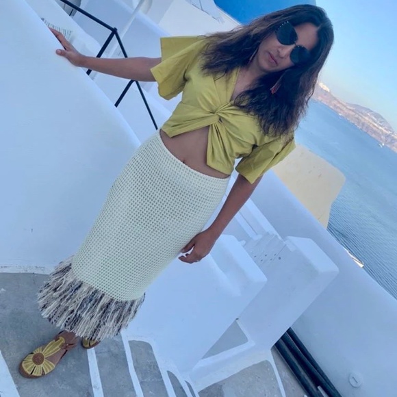 Zara mesh fringed hem midi skirt M - Picture 7 of 16